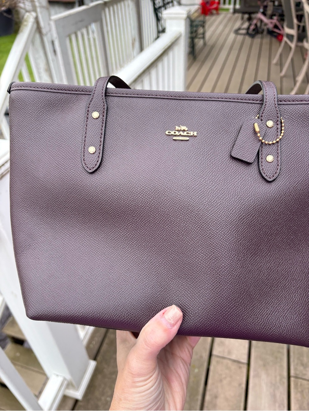 Coach Mini City Burgundy Brown Leather Tote with Gold Hardware - Picture 6 of 7